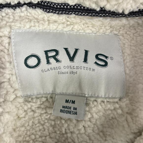 Orvis Sweater Mens Size Medium Gray half Zip Warm Sherpa Lined Polyester - Picture 3 of 8